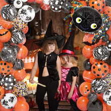 Load image into Gallery viewer, YHmall 125Pcs Halloween Balloons Arch Garland Kit Black Orange Balloons Confetti Latex Balloons with Pumpkin Ghost Bat Spiders Eyeballs for Kids Children Theme Party Decoration