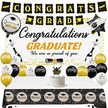 Load image into Gallery viewer, Zerodeco Graduation Decorations 2022 - Graduation Party Supplies Including Congrats Grad Banners, Tablecloth, Backdrop Sign, Cake Flag, Foil Star and Heart Balloons for Graduation Party Decorations