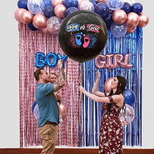 Load image into Gallery viewer, Lopeastar Gender Reveal Balloon Arch Decoration - 52 Balloons Navy Blue and Rose Gold tinsel Foil Fringe Curtains Backdrop, Boy or Girl Baby Reveal Party Supplies