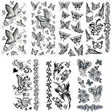 Load image into Gallery viewer, Black Butterfly Temporary Tattoos for Women Sexy 7 Pcs by Yesallwas,Waterproof long lasting Fake Tattoos Stickers for Arms Shoulders sexy body tattoos