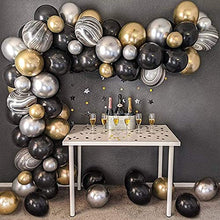 Load image into Gallery viewer, Black Gold Balloon Arch Kit, Chrome Black Gold and Silver Balloon Garland Arch Kit for Men Women Birthday Party Wedding Halloween, New Year, NYE, Eid Mubarak, Retirement, Graduation Party Decorations