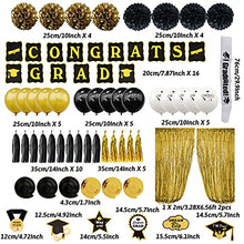 Load image into Gallery viewer, Zerodeco Graduation Party Supplies 2022, Black and Gold Graduation Decorations Congrats Grad Banner, Hanging Swirls, Paper Pompoms, Sash, Balloons, Foil Curtain, Paper Tassel for Grad Decorations