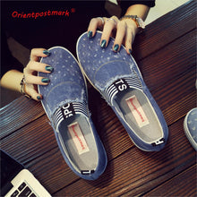 Load image into Gallery viewer, Women Denim Shoes flats Fashion Casual Jeans Shoes Girl Classic Soft Flats Soles Students Spring Canvas Shoes Lady New Arrival