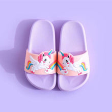 Load image into Gallery viewer, New Summer Unicorn Children's Slippers For Boys Sandals Baby Girl Slippers PVC Soft Beach Shoes Kids Rainbow Casual Flip Flops