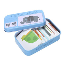 Load image into Gallery viewer, Baby Kids Cognition Puzzles Toys Toddler Iron Box Cards Matching Game Cognitive Cards Vehicl Fruit Animal Life Sets Pair Puzzles
