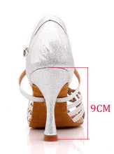 Load image into Gallery viewer, WUXIJIAO Women Party Dance Shoes Satin Shining rhinestones Soft Bottom Latin Dance Shoes Woman Salsa Dance Shoes heel5CM-10CM