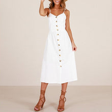 Load image into Gallery viewer, New Women Print Floral Stripe Long dress Sexy V-Neck Sleeveless Button Beach Casual Boho Midi Dress Plus Size 3XL vestidos