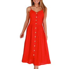 Load image into Gallery viewer, New Women Print Floral Stripe Long dress Sexy V-Neck Sleeveless Button Beach Casual Boho Midi Dress Plus Size 3XL vestidos