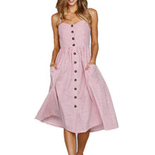 Load image into Gallery viewer, New Women Print Floral Stripe Long dress Sexy V-Neck Sleeveless Button Beach Casual Boho Midi Dress Plus Size 3XL vestidos
