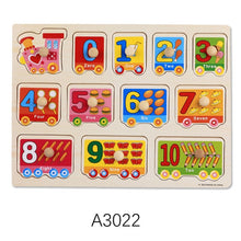 Load image into Gallery viewer, Montessori Wooden Puzzles Hand Grab Boards Toys Tangram Jigsaw Baby Educational Toys Cartoon Vehicle Animals Fruits 3D Puzzles