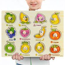 Load image into Gallery viewer, Montessori Wooden Puzzles Hand Grab Boards Toys Tangram Jigsaw Baby Educational Toys Cartoon Vehicle Animals Fruits 3D Puzzles