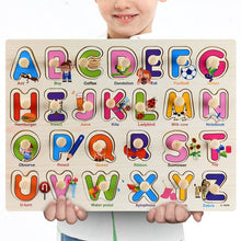 Load image into Gallery viewer, Montessori Wooden Puzzles Hand Grab Boards Toys Tangram Jigsaw Baby Educational Toys Cartoon Vehicle Animals Fruits 3D Puzzles