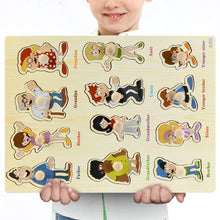Load image into Gallery viewer, Montessori Wooden Puzzles Hand Grab Boards Toys Tangram Jigsaw Baby Educational Toys Cartoon Vehicle Animals Fruits 3D Puzzles