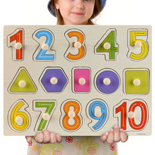 Load image into Gallery viewer, Montessori Wooden Puzzles Hand Grab Boards Toys Tangram Jigsaw Baby Educational Toys Cartoon Vehicle Animals Fruits 3D Puzzles