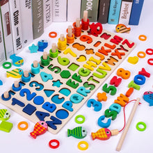Load image into Gallery viewer, Montessori Educational Wooden Toys Children Busy Board Math Fishing Children's Wooden Preschool Montessori Toy Counting Geometry