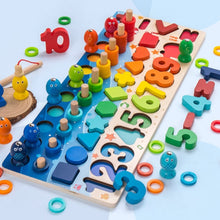 Load image into Gallery viewer, Montessori Educational Wooden Toys Children Busy Board Math Fishing Children's Wooden Preschool Montessori Toy Counting Geometry
