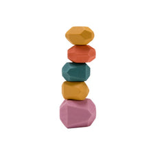 Load image into Gallery viewer, Baby Toy Wooden Jenga Building Block Colored Stone Creative Educational Toys Nordic Style Stacking Game Rainbow Stone Wooden Toy