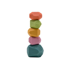 Load image into Gallery viewer, Baby Toy Wooden Jenga Building Block Colored Stone Creative Educational Toys Nordic Style Stacking Game Rainbow Stone Wooden Toy