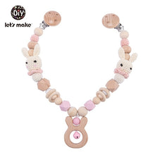 Load image into Gallery viewer, Wood Teether Baby Bed Hanging Rattles Toy Make Noise Bird Elephant Shape Crochet Beads Bracelet Pram Clip Baby Rattle