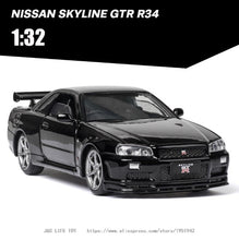 Load image into Gallery viewer, 1:32 Nissan Skyline Ares GTR R34 Diecasts & Toy Vehicles Metal Toy Car Model High Simulation Pull Back Collection Kids Toys