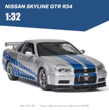 Load image into Gallery viewer, 1:32 Nissan Skyline Ares GTR R34 Diecasts & Toy Vehicles Metal Toy Car Model High Simulation Pull Back Collection Kids Toys
