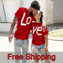 Load image into Gallery viewer, Couple T-shirt Summer Couple LOVE Printed Clothes Couple Tshirt Christmas Casual Cotton Short Sleeve Tees Brand Loose Couple Top