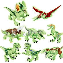 Load image into Gallery viewer, 8pcs/lot Jurassic Dino world Tyrannosaurus Rex Wyvern Velociraptor Stegosaurus Building Kits Bolcks Dinosaur figures Raptor Toy