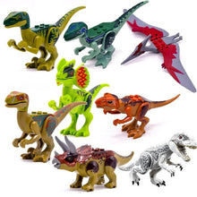 Load image into Gallery viewer, 8pcs/lot Jurassic Dino world Tyrannosaurus Rex Wyvern Velociraptor Stegosaurus Building Kits Bolcks Dinosaur figures Raptor Toy
