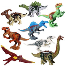 Load image into Gallery viewer, 8pcs/lot Jurassic Dino world Tyrannosaurus Rex Wyvern Velociraptor Stegosaurus Building Kits Bolcks Dinosaur figures Raptor Toy