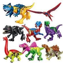 Load image into Gallery viewer, 8pcs/lot Jurassic Dino world Tyrannosaurus Rex Wyvern Velociraptor Stegosaurus Building Kits Bolcks Dinosaur figures Raptor Toy
