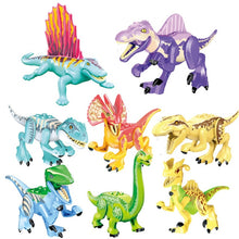 Load image into Gallery viewer, 8pcs/lot Jurassic Dino world Tyrannosaurus Rex Wyvern Velociraptor Stegosaurus Building Kits Bolcks Dinosaur figures Raptor Toy