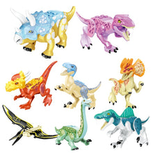 Load image into Gallery viewer, 8pcs/lot Jurassic Dino world Tyrannosaurus Rex Wyvern Velociraptor Stegosaurus Building Kits Bolcks Dinosaur figures Raptor Toy