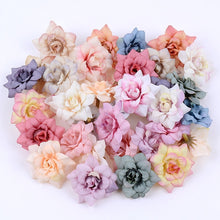 Load image into Gallery viewer, 50PCS/LOT 4.5CM Mini Rose Artificial Flower Head Wedding Party Decoration DIY Wreath Scrapbook Gift Graft Needlework Fake Flower