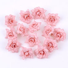 Load image into Gallery viewer, 50PCS/LOT 4.5CM Mini Rose Artificial Flower Head Wedding Party Decoration DIY Wreath Scrapbook Gift Graft Needlework Fake Flower