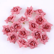 Load image into Gallery viewer, 50PCS/LOT 4.5CM Mini Rose Artificial Flower Head Wedding Party Decoration DIY Wreath Scrapbook Gift Graft Needlework Fake Flower