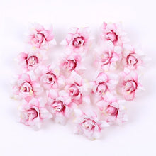 Load image into Gallery viewer, 50PCS/LOT 4.5CM Mini Rose Artificial Flower Head Wedding Party Decoration DIY Wreath Scrapbook Gift Graft Needlework Fake Flower