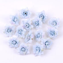 Load image into Gallery viewer, 50PCS/LOT 4.5CM Mini Rose Artificial Flower Head Wedding Party Decoration DIY Wreath Scrapbook Gift Graft Needlework Fake Flower