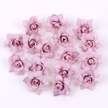 Load image into Gallery viewer, 50PCS/LOT 4.5CM Mini Rose Artificial Flower Head Wedding Party Decoration DIY Wreath Scrapbook Gift Graft Needlework Fake Flower