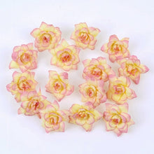 Load image into Gallery viewer, 50PCS/LOT 4.5CM Mini Rose Artificial Flower Head Wedding Party Decoration DIY Wreath Scrapbook Gift Graft Needlework Fake Flower