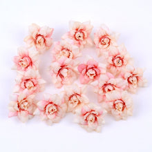 Load image into Gallery viewer, 50PCS/LOT 4.5CM Mini Rose Artificial Flower Head Wedding Party Decoration DIY Wreath Scrapbook Gift Graft Needlework Fake Flower