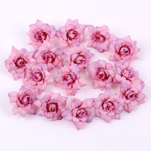 Load image into Gallery viewer, 50PCS/LOT 4.5CM Mini Rose Artificial Flower Head Wedding Party Decoration DIY Wreath Scrapbook Gift Graft Needlework Fake Flower