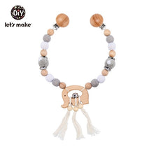 Load image into Gallery viewer, Wood Teether Baby Bed Hanging Rattles Toy Make Noise Bird Elephant Shape Crochet Beads Bracelet Pram Clip Baby Rattle