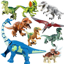 Load image into Gallery viewer, 8pcs/lot Jurassic Dino world Tyrannosaurus Rex Wyvern Velociraptor Stegosaurus Building Kits Bolcks Dinosaur figures Raptor Toy