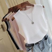 Load image into Gallery viewer, Fashion Woman Blouse 2021 Summer Sleeveless Blouse Women O-neck Knitted Blouse Shirt Women Clothes Womens Tops And Blouses C853