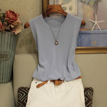 Load image into Gallery viewer, Fashion Woman Blouse 2021 Summer Sleeveless Blouse Women O-neck Knitted Blouse Shirt Women Clothes Womens Tops And Blouses C853