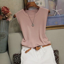 Load image into Gallery viewer, Fashion Woman Blouse 2021 Summer Sleeveless Blouse Women O-neck Knitted Blouse Shirt Women Clothes Womens Tops And Blouses C853