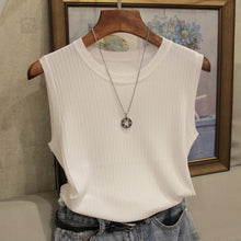 Load image into Gallery viewer, Fashion Woman Blouse 2021 Summer Sleeveless Blouse Women O-neck Knitted Blouse Shirt Women Clothes Womens Tops And Blouses C853