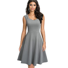 Load image into Gallery viewer, Nice-forever 2021 New Summer Solid Color Retro Sun Dresses Party Flare Swing Women Dress A246