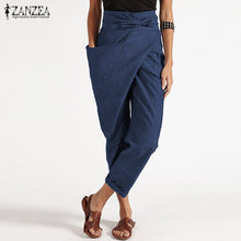 Load image into Gallery viewer, Fashion Pantalon Casual Long Palazzo Women's Harem Pants 2021 ZANZEA Woman Big Pockets Side Zipper Trousers Plus Size Turnip 5XL