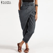 Load image into Gallery viewer, Fashion Pantalon Casual Long Palazzo Women's Harem Pants 2021 ZANZEA Woman Big Pockets Side Zipper Trousers Plus Size Turnip 5XL